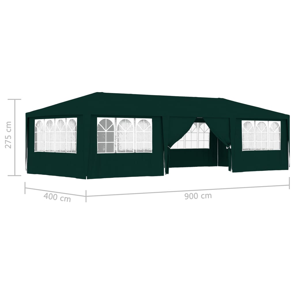 Tente de réception avec parois latérales 4x9 m Vert 90 g/m²