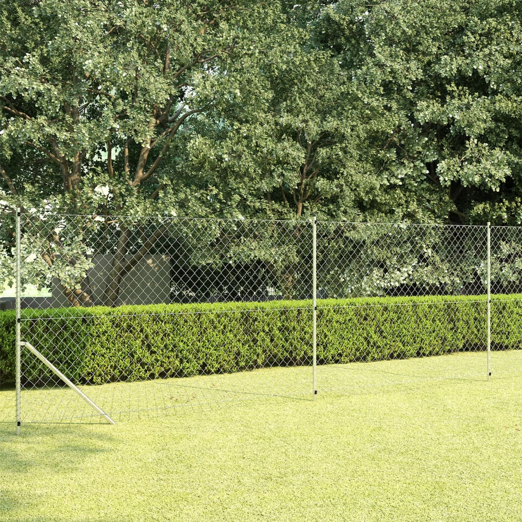 Mesh fence with posts Galvanized steel 15x1.5 m Silver