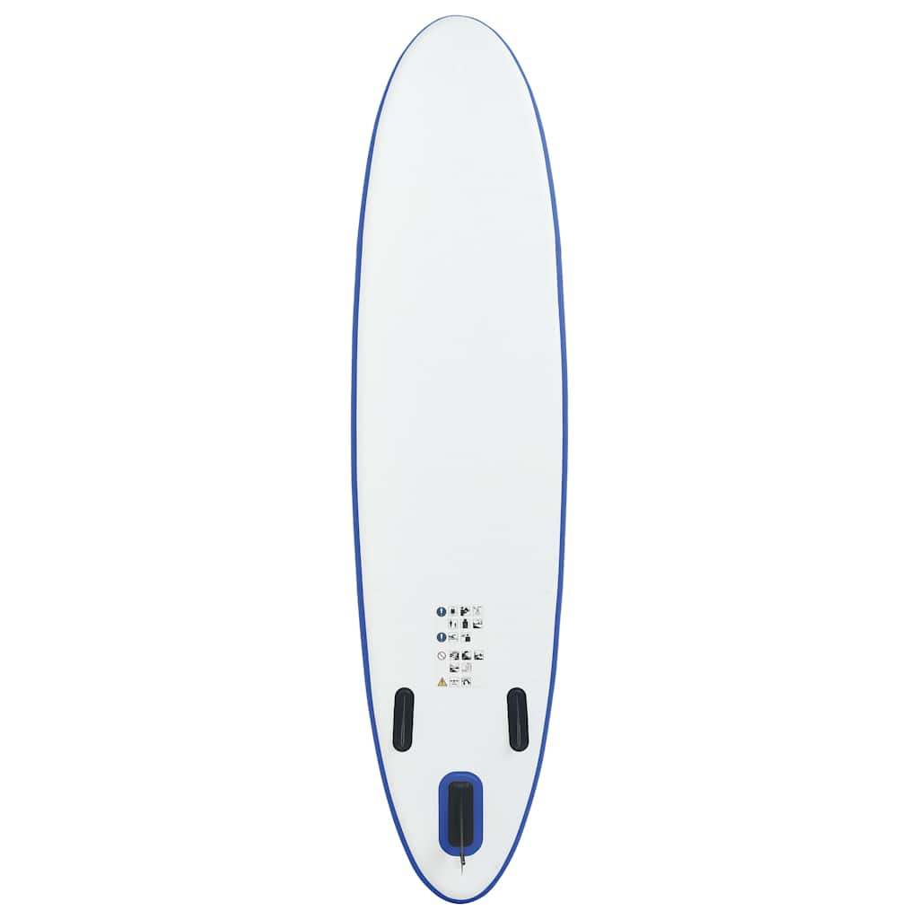 Blue and white inflatable SUP board set