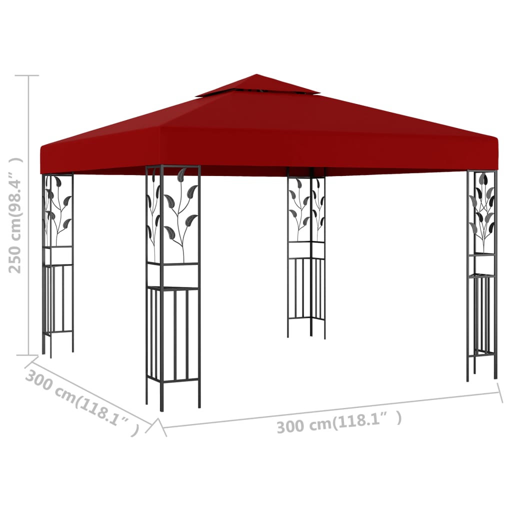 Belvédère 3x3 m Rouge bordeaux