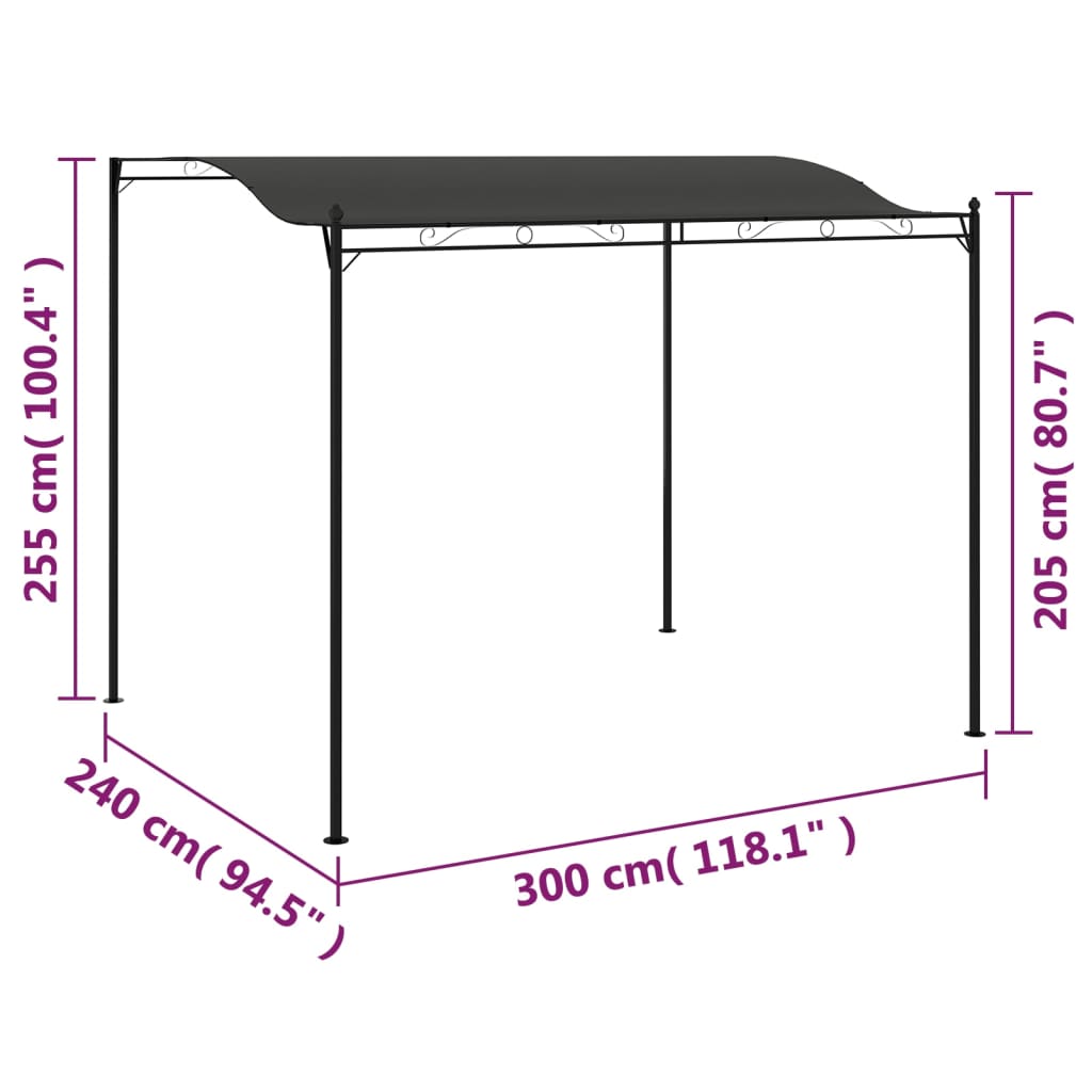 Auvent de parasol 3 x 2,4 m Anthracite