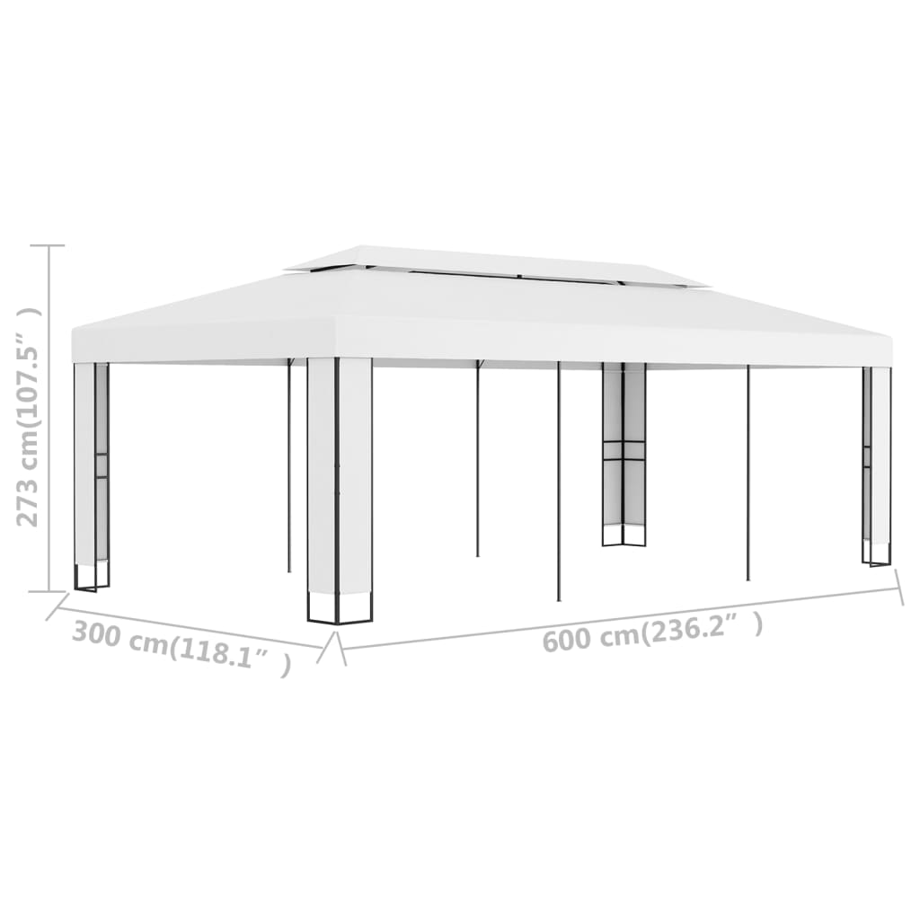 Tonnelle avec toit double 3x6 m Blanc