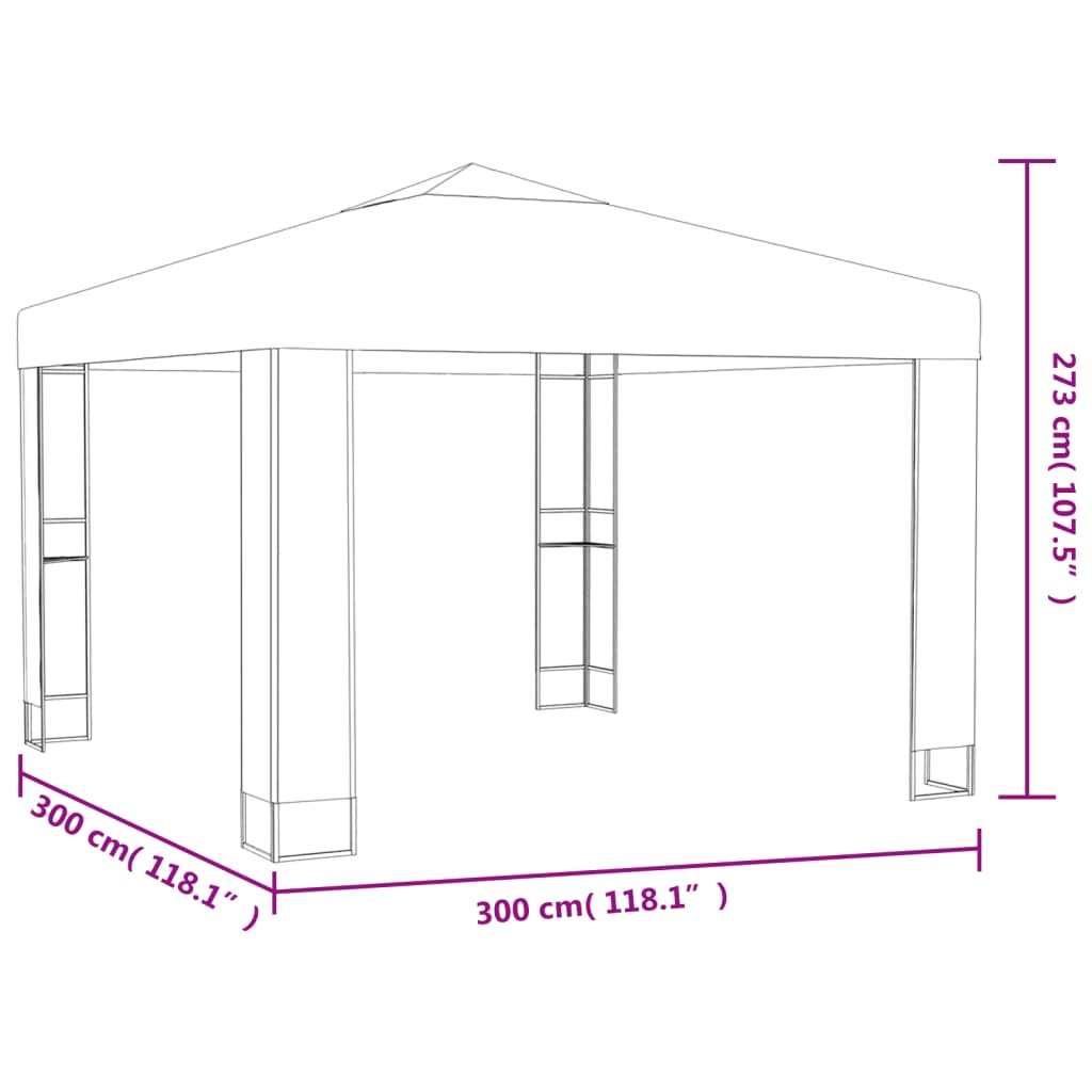 Tonnelle avec toit double 3x3 m Anthracite