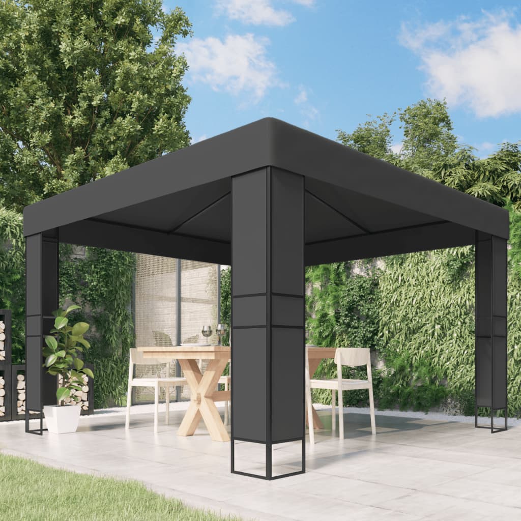 Tonnelle avec toit double 3x3 m Anthracite