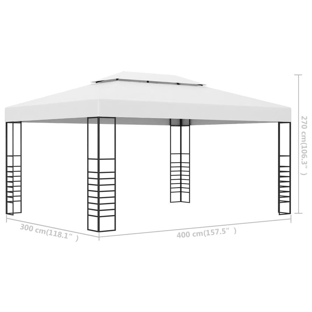 Chapiteau de jardin Acier enduit de poudre 4x3x2,7 m Blanc