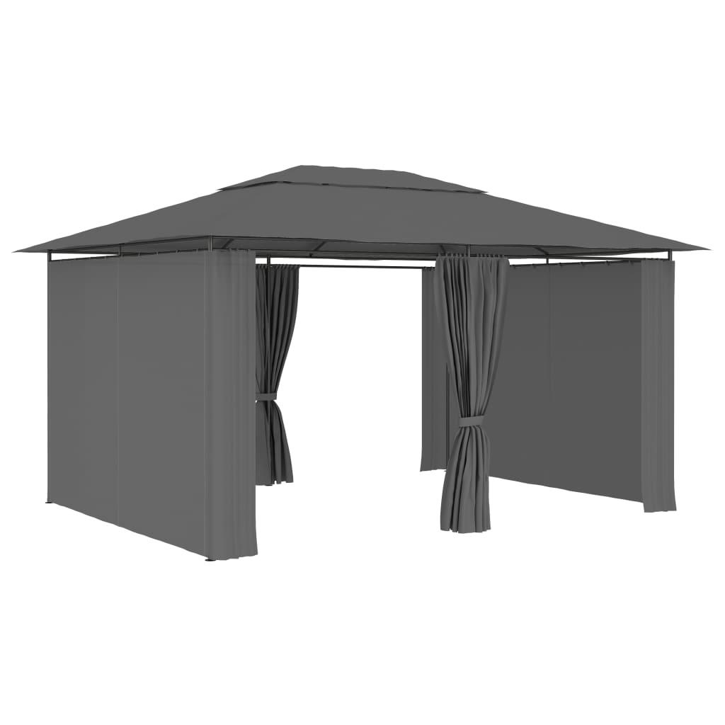 Tonnelle de jardin avec rideaux 4 x 3 m Anthracite