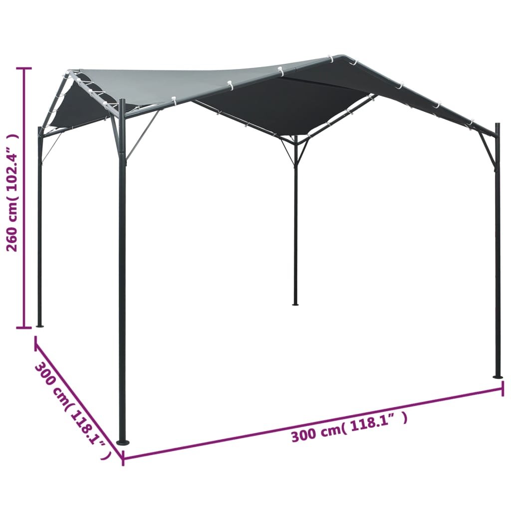 Auvent tente belvédère 3x3 m Acier Anthracite