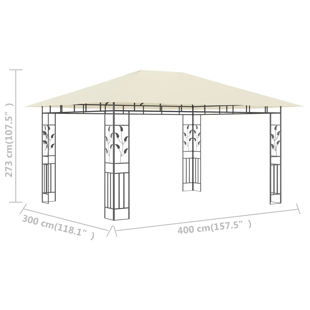 Belvédère avec moustiquaire 4x3x2,73 m Crème 180 g/m²