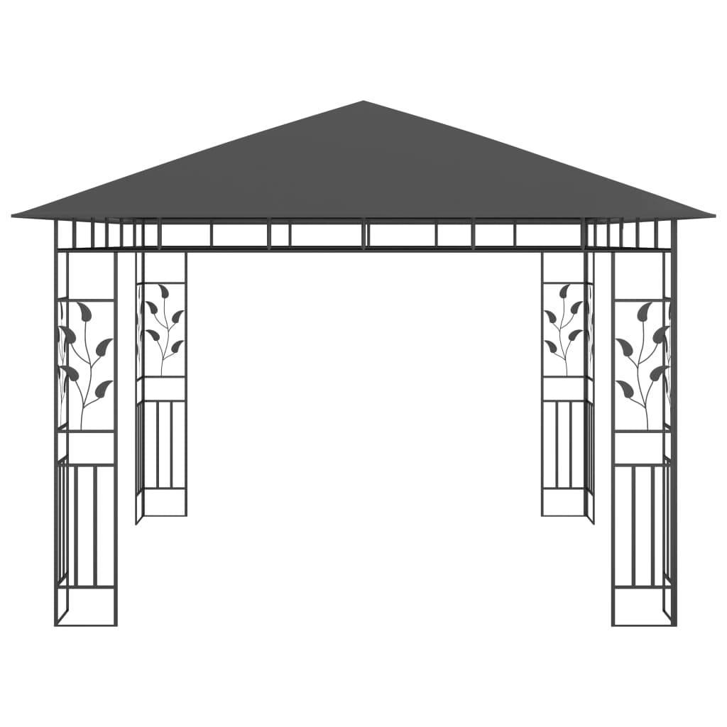 Pavillon mit Moskitonetz 3x3x2,73 m Anthrazit 180 g/m²