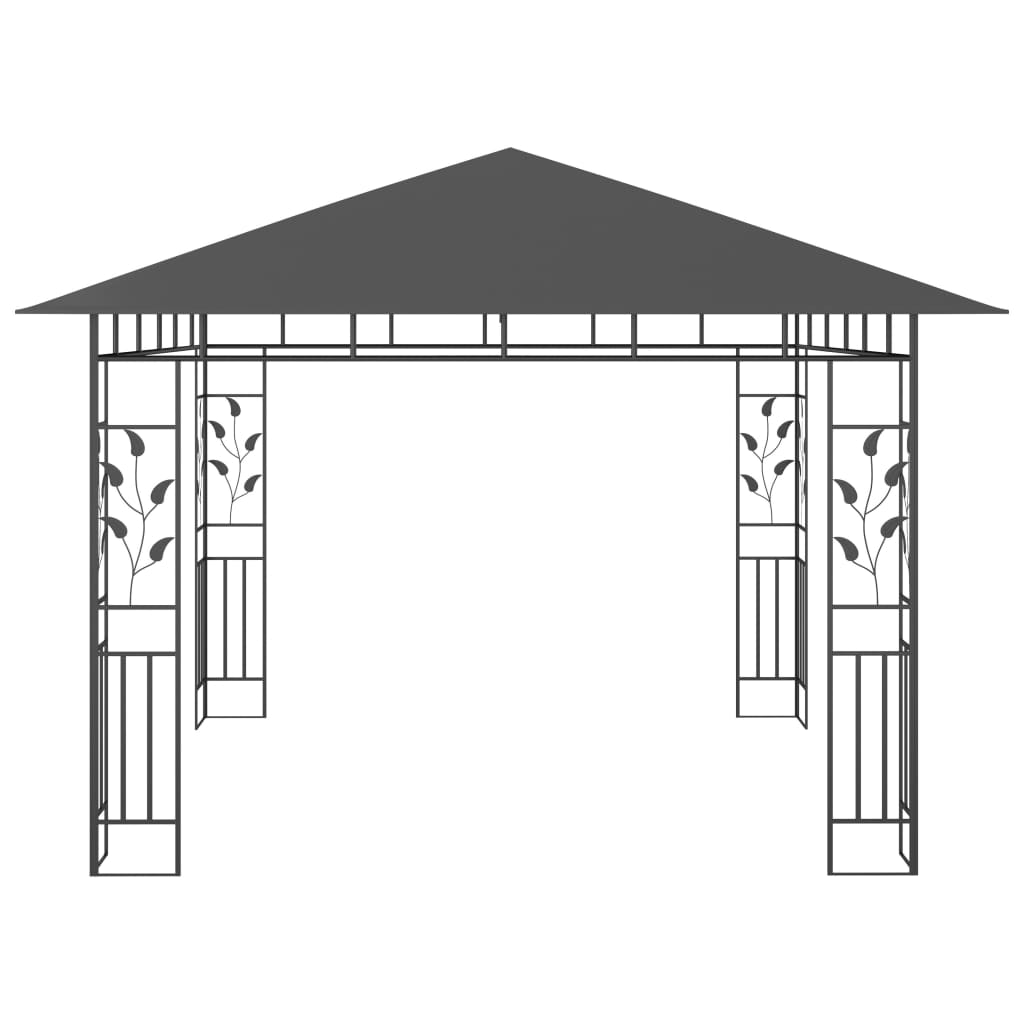 Pavillon mit Moskitonetz 3x3x2,73 m Anthrazit 180 g/m²