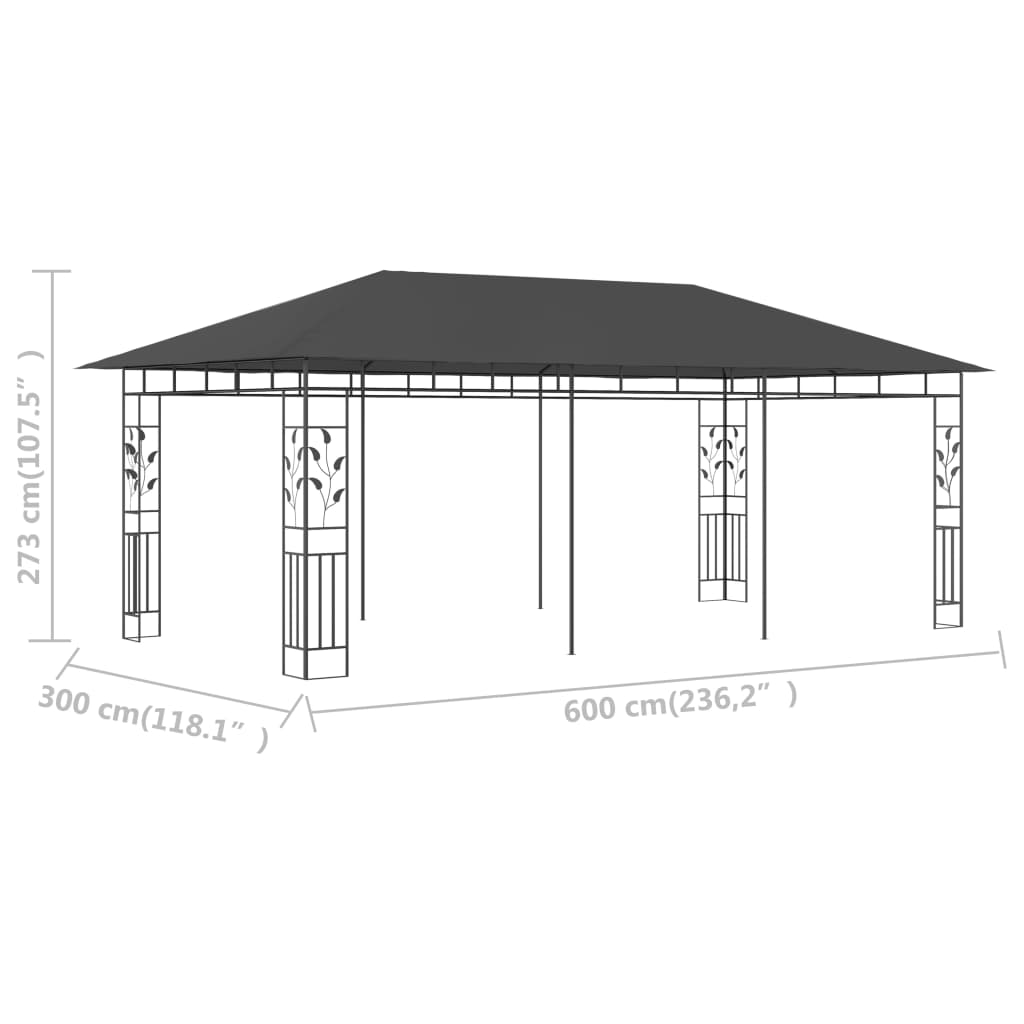 Belvédère avec moustiquaire 6x3x2,73 m Anthracite