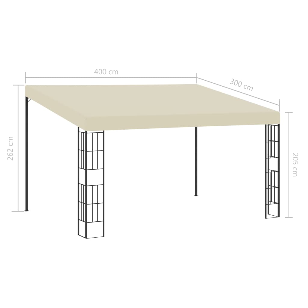 Wandpavillon 3x4 m, cremefarbener Stoff