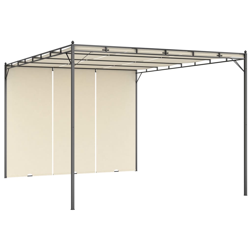 Garden gazebo with side curtain 4x3x2.25 m Cream