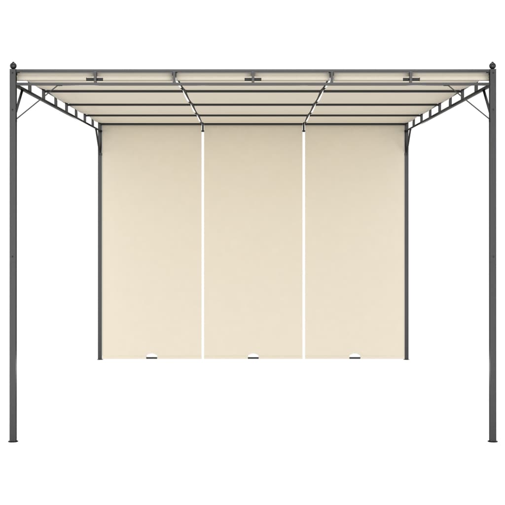 Garden gazebo with side curtain 4x3x2.25 m Cream