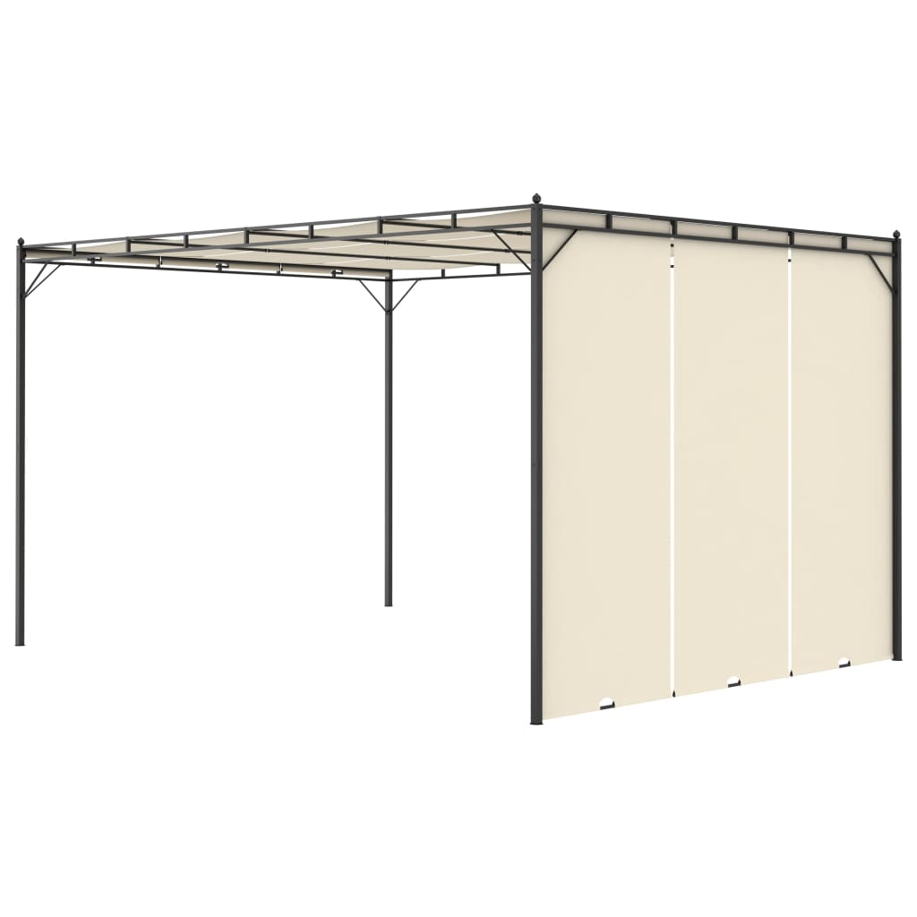 Garden gazebo with side curtain 4x3x2.25 m Cream