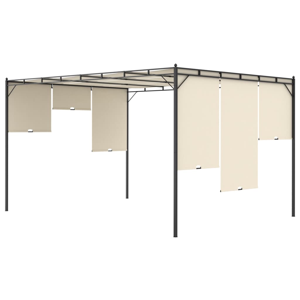 Garden gazebo with side curtain 4x3x2.25 m Cream