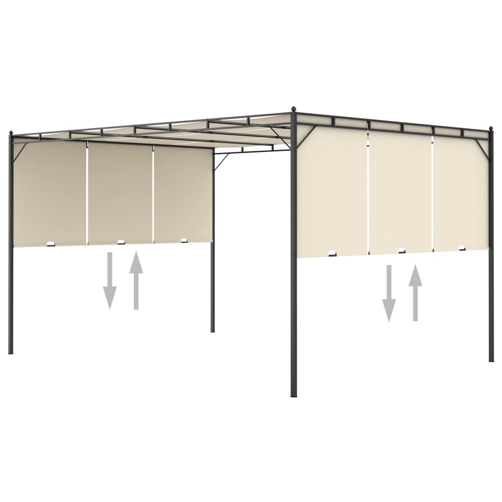 Garden gazebo with side curtain 4x3x2.25 m Cream