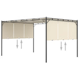 Garden gazebo with side curtain 4x3x2.25 m Cream