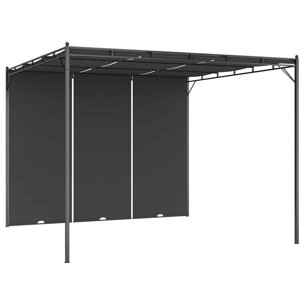 Belvédère de jardin avec rideau latéral 3x3x2,25 m Anthracite