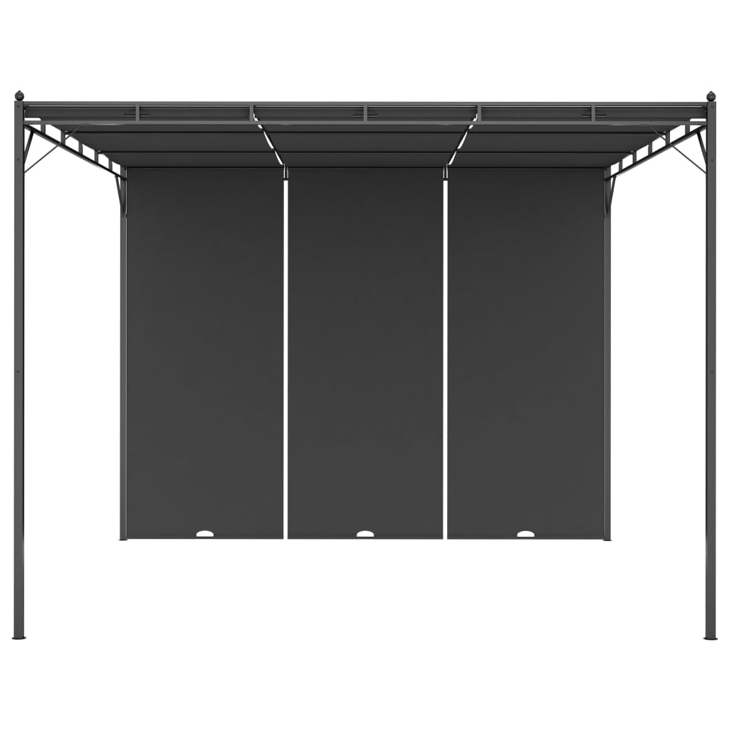 Belvédère de jardin avec rideau latéral 3x3x2,25 m Anthracite