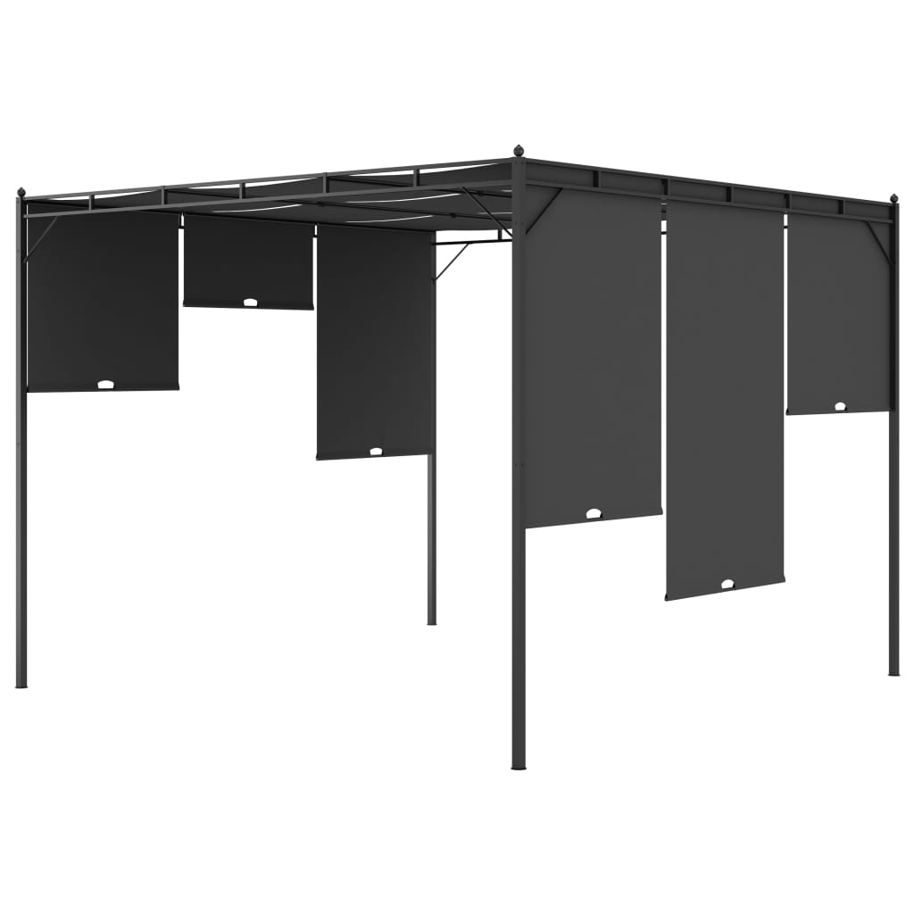 Belvédère de jardin avec rideau latéral 3x3x2,25 m Anthracite