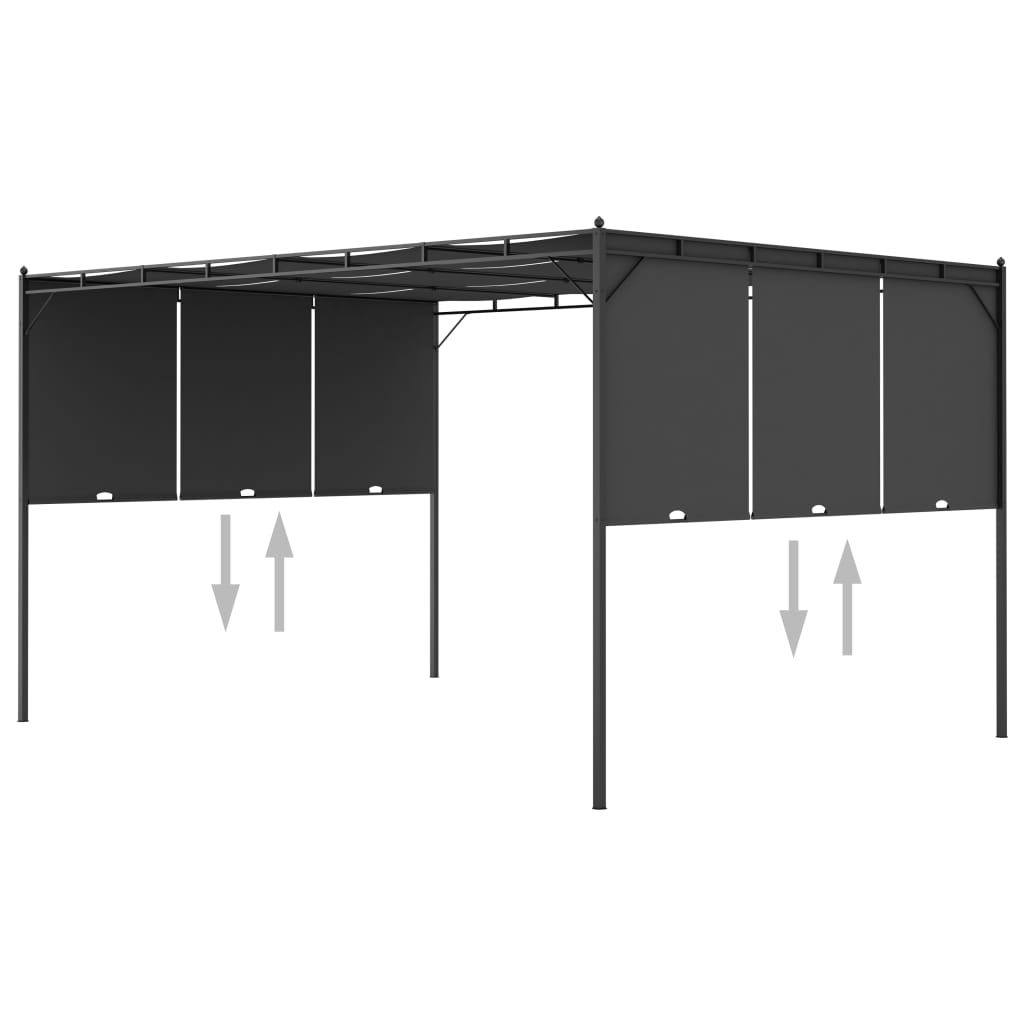 Garden gazebo with side curtain 4x3x2.25 m Anthracite