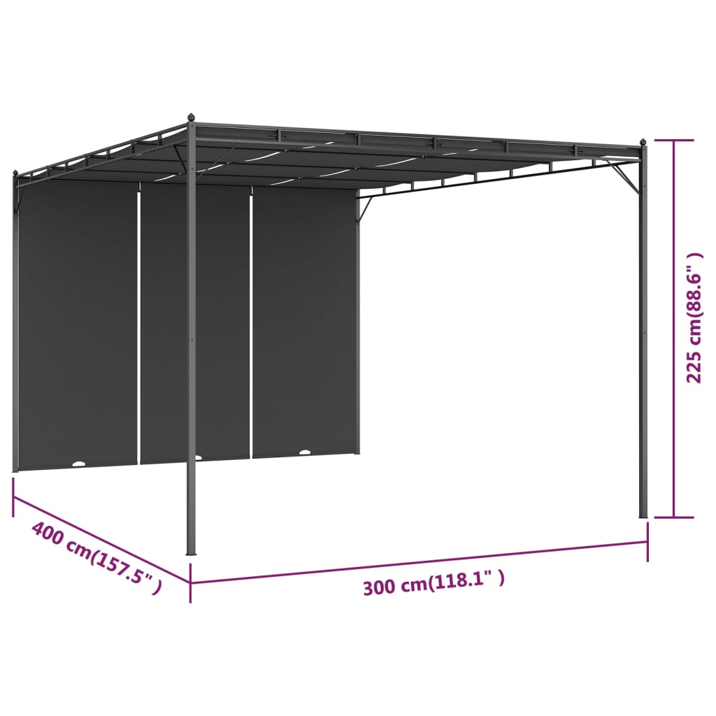 Garden gazebo with side curtain 4x3x2.25 m Anthracite