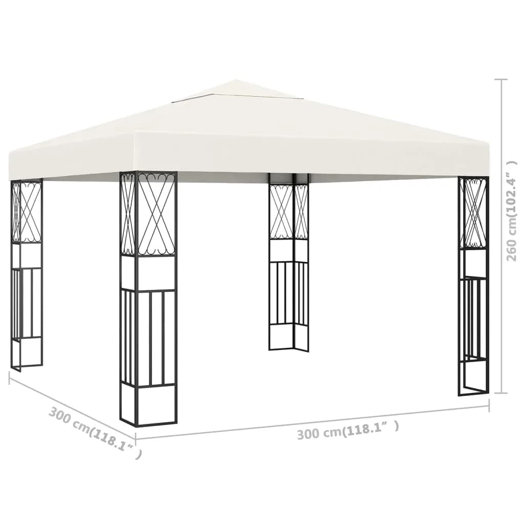 Pavillon 3 x 3 m, cremefarbener Stoff