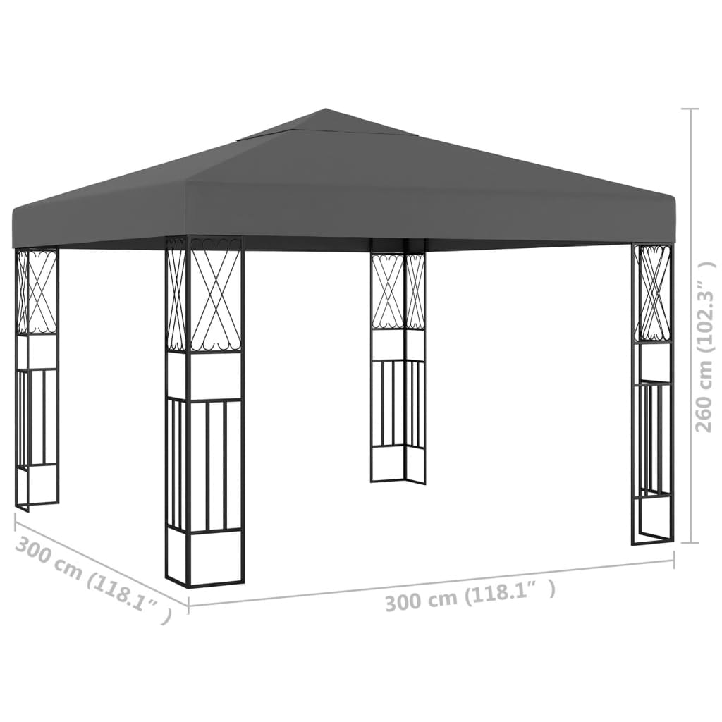 Pavillon 3x3 m Stoff Anthrazit