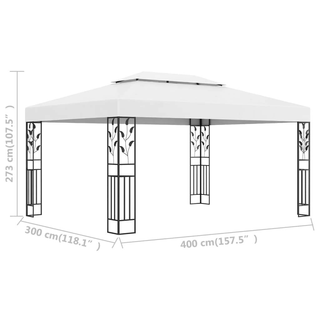 Tonnelle avec double toit 3x4 m Blanc