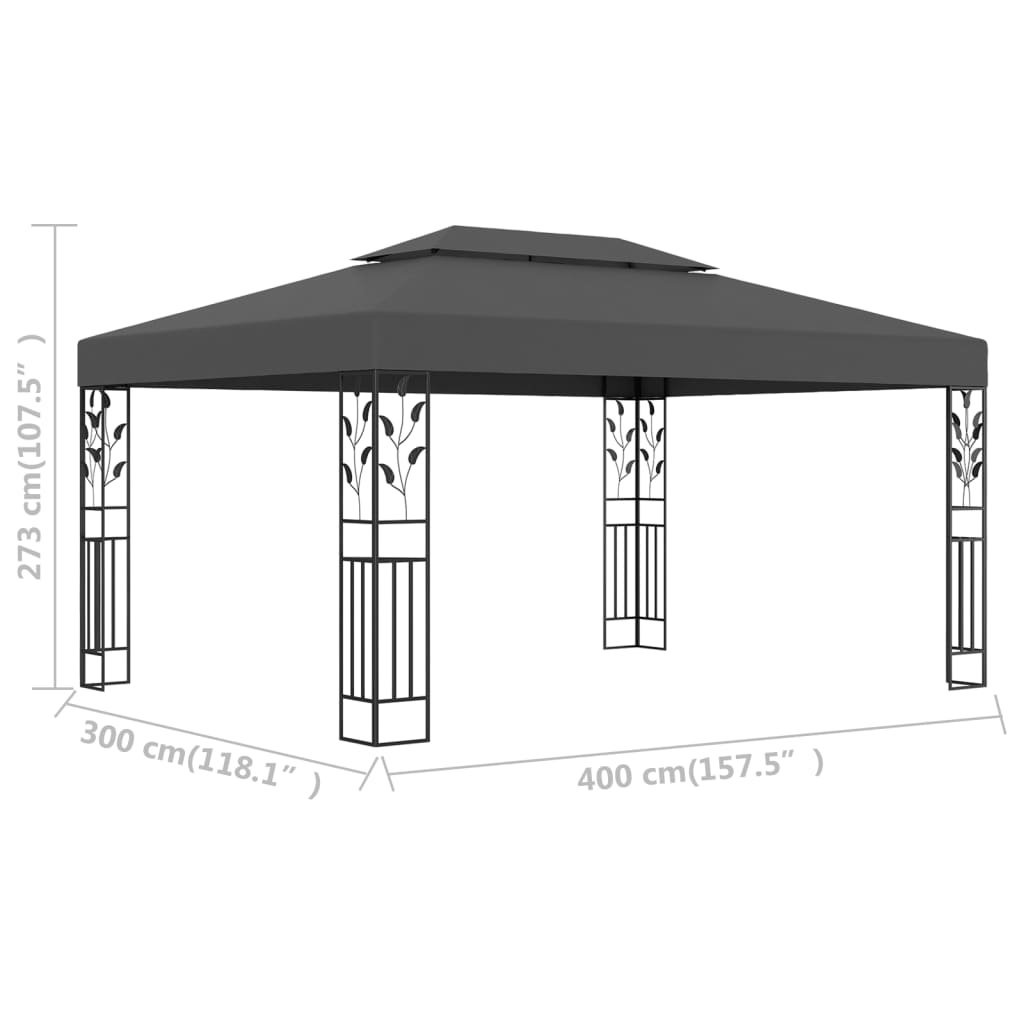 Pavillon mit Doppeldach 3x4 m Anthrazit