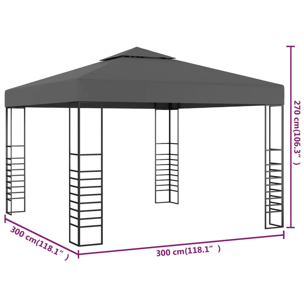 Tonnelle de jardin 3 x 3 m Anthracite