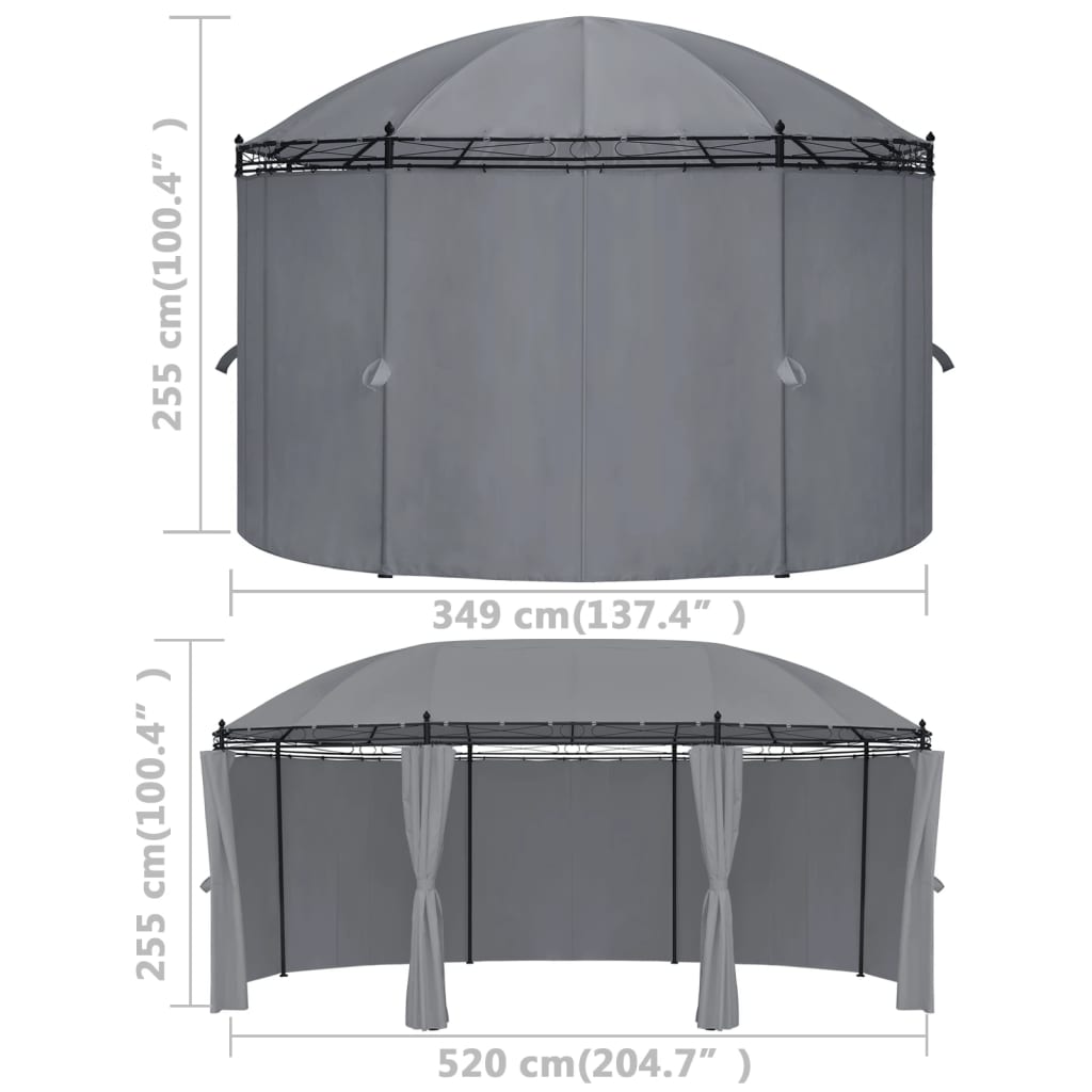 Tonnelle avec rideaux 520x349x255 cm Anthracite