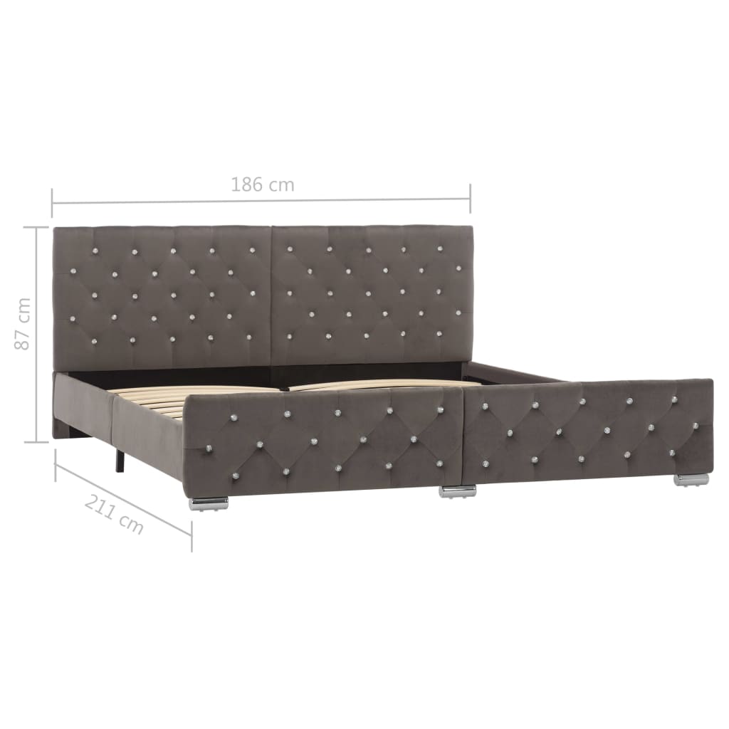 Cadre de lit sans matelas gris velours 180x200 cm