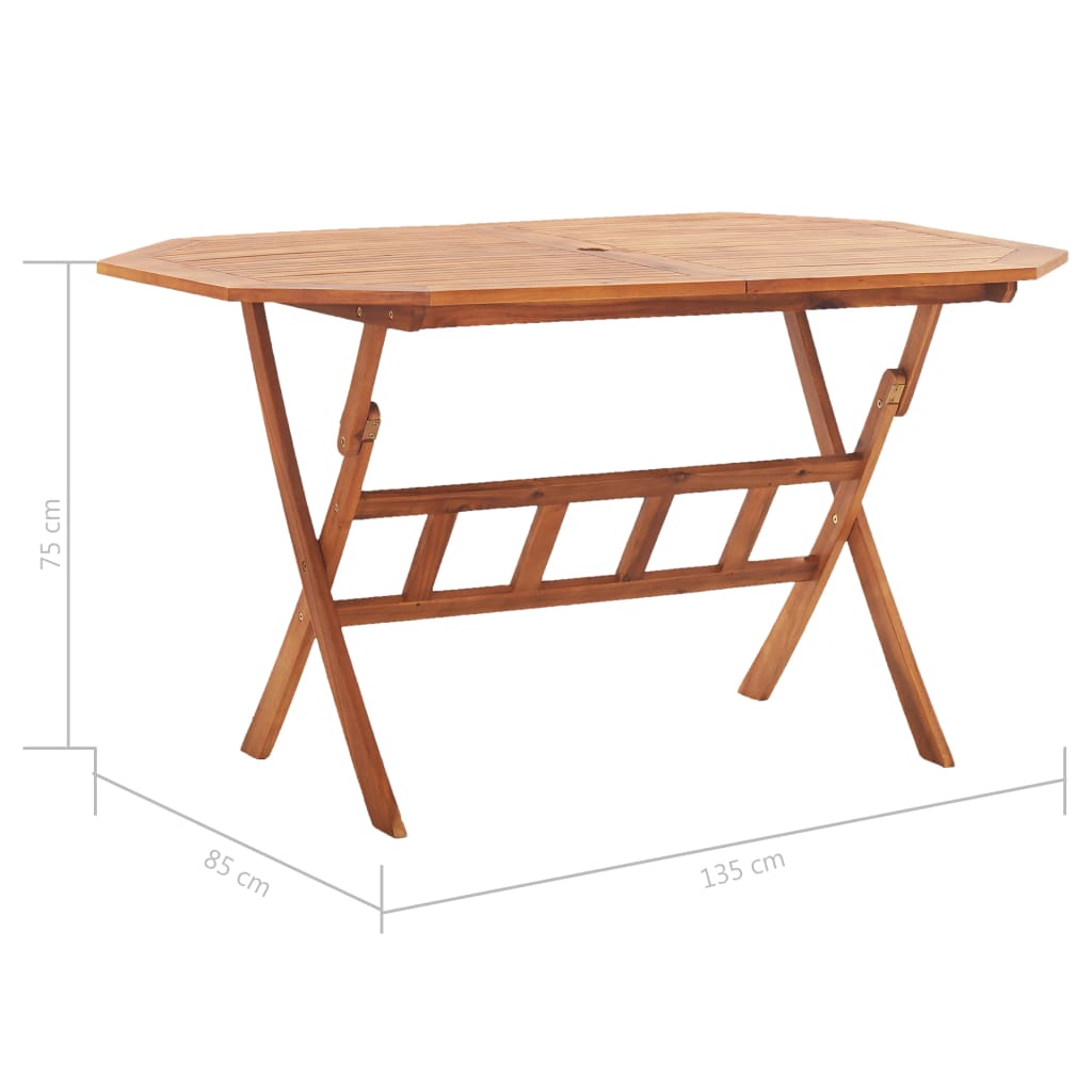 Table pliable de jardin 135 x 85 x 75 cm Bois d'acacia massif