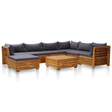 Salon de jardin 8 pcs avec coussins Bois d'acacia Gris foncé