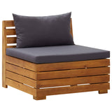 Salon de jardin 8 pcs avec coussins Bois d'acacia Gris foncé