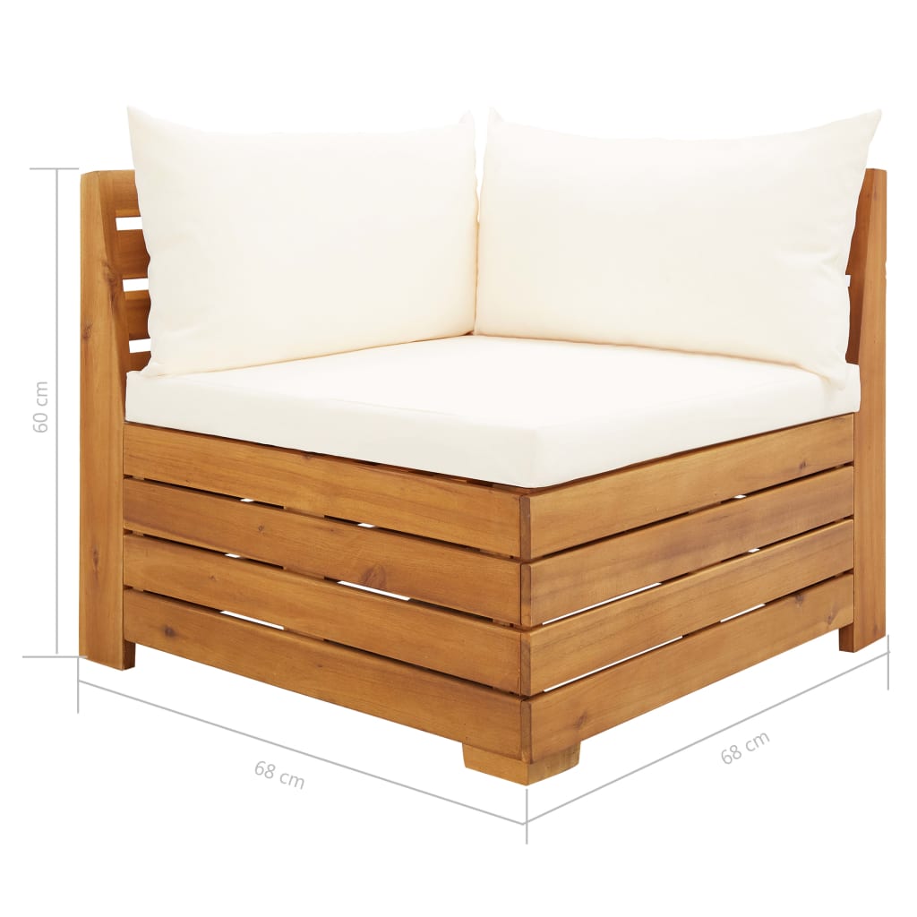 Canapé d'angle sectionnel 1 pc et coussins Bois d'acacia massif