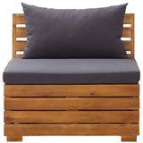 Canapé central sectionnel 1 pc et coussins Bois d'acacia massif