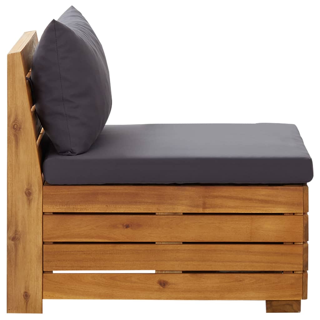 Canapé central sectionnel 1 pc et coussins Bois d'acacia massif