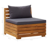 Canapé central sectionnel 1 pc et coussins Bois d'acacia massif