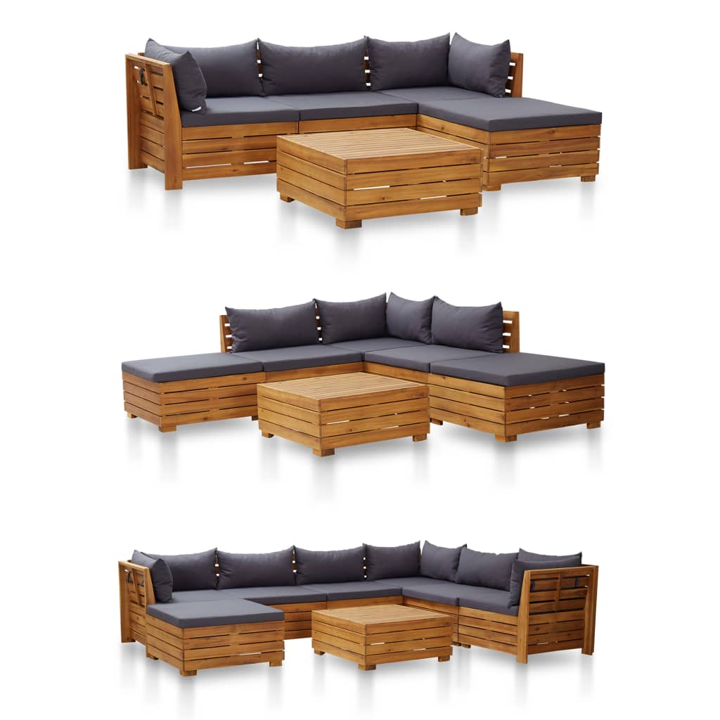 Canapé central sectionnel 1 pc et coussins Bois d'acacia massif