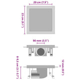 Shower drain with cover 2 in 1 23x23 cm Stainless steel