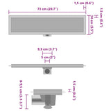 Drain de douche avec couvercle 2 en 1 73x14 cm Acier inoxydable