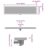 Drain de douche avec couvercle 2 en 1 93x14 cm Acier inoxydable