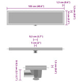 Drain de douche avec couvercle 2en1 103x14 cm Acier inoxydable