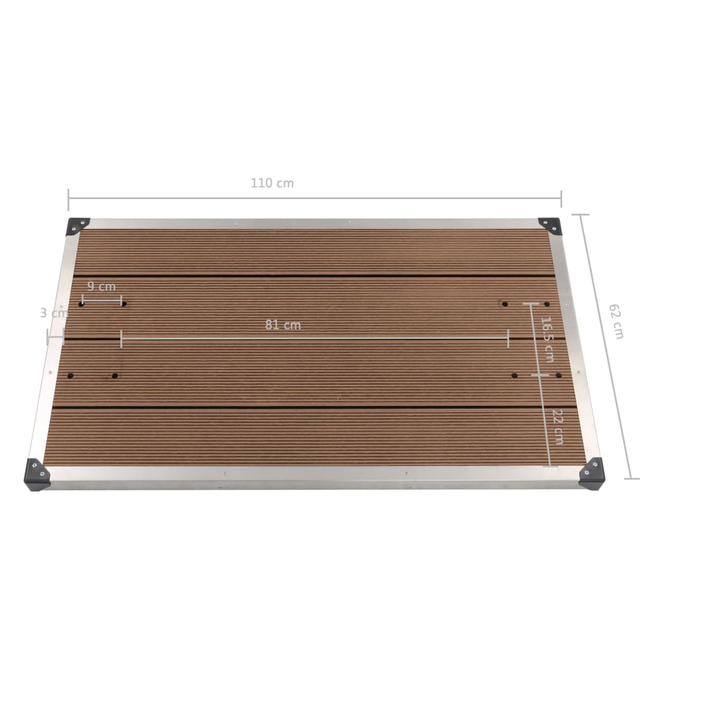 Receveur de douche extérieur WPC Inox 110x62 cm Marron