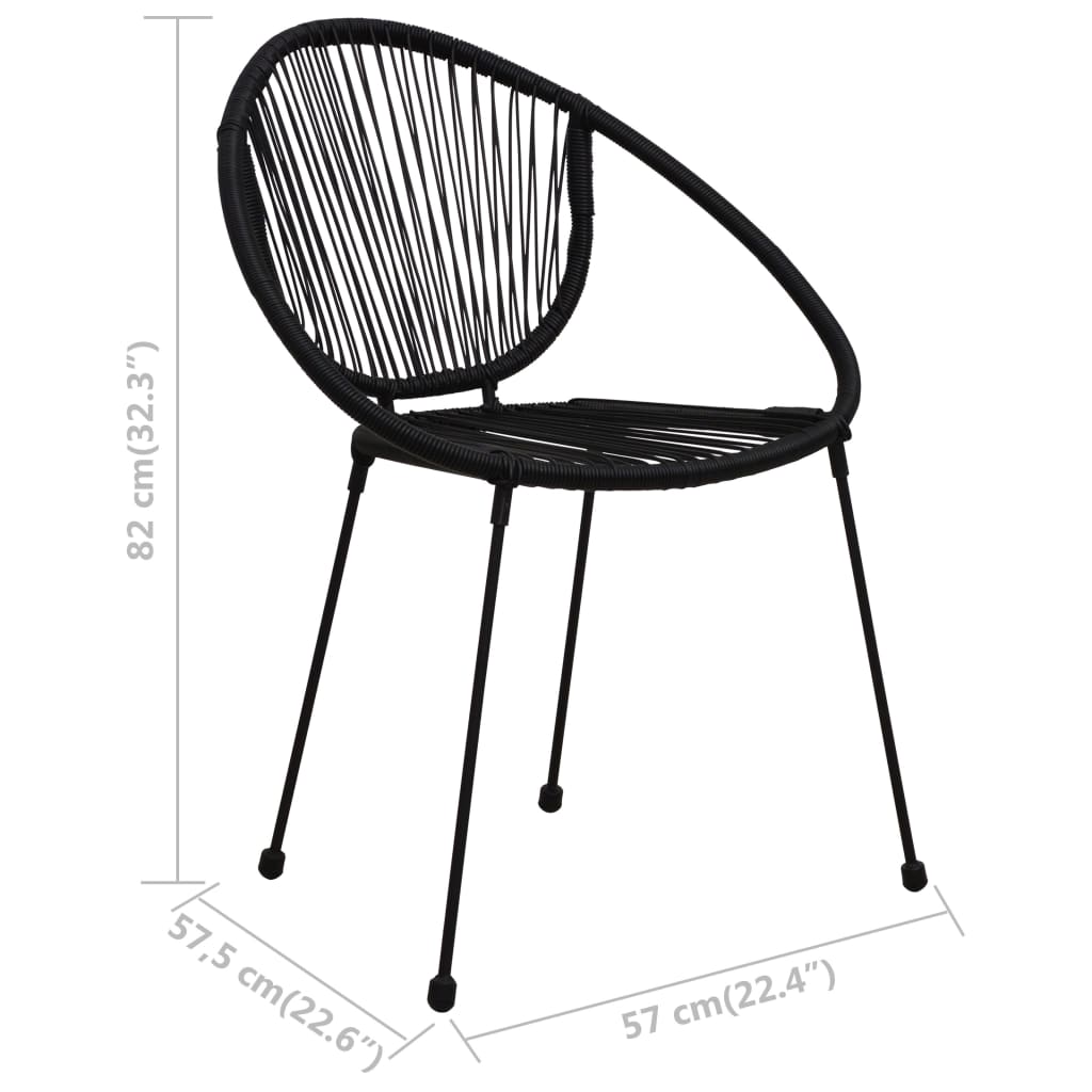 Chaises de jardin lot de 2 PVC Rotin Noir