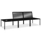 Salon de jardin 3 pcs avec coussins Noir PVC