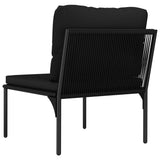 Salon de jardin 3 pcs avec coussins Noir PVC